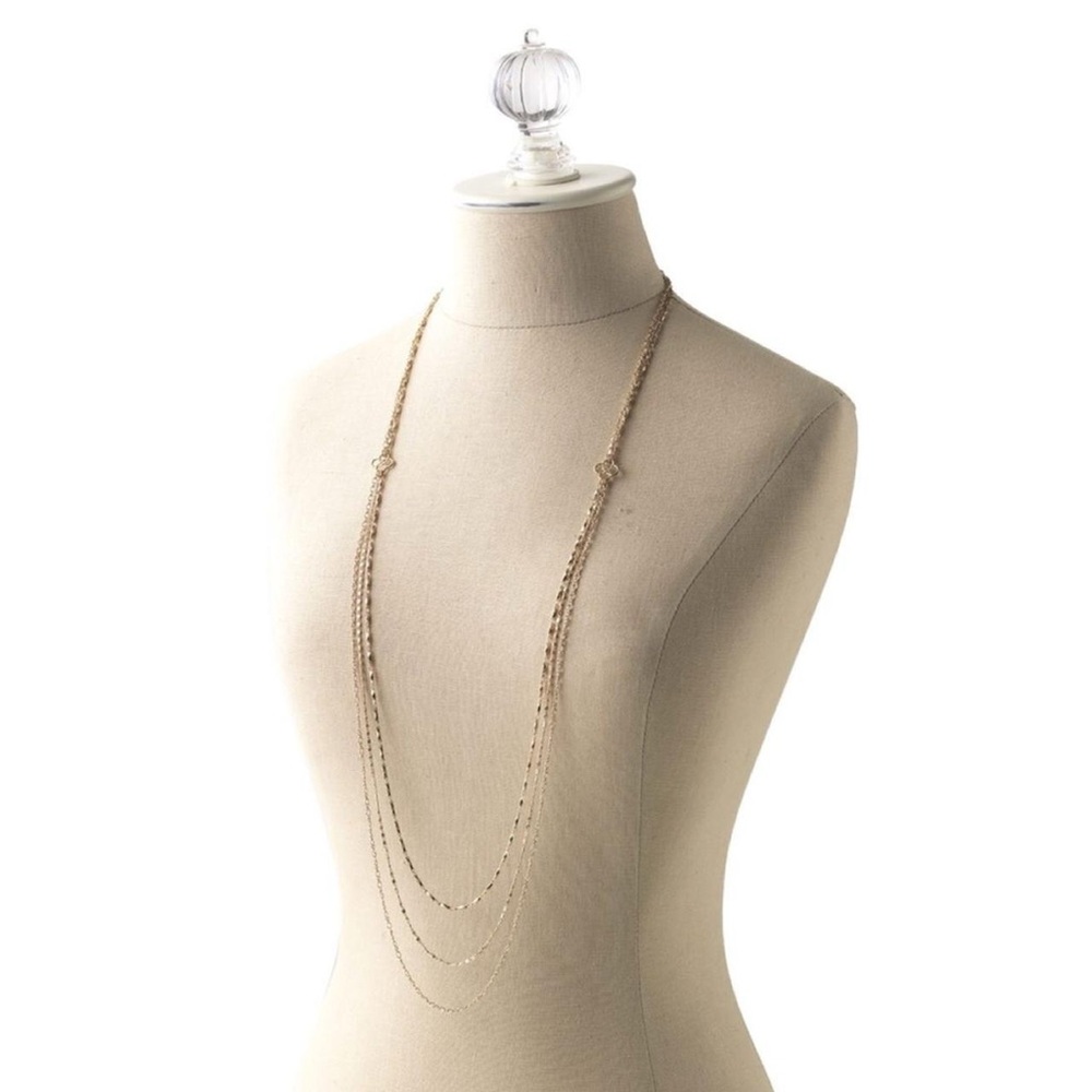 Stella & Dot Libby Layering Necklace Triple Strand Gold - BRAND NEW - Picture 6 of 8